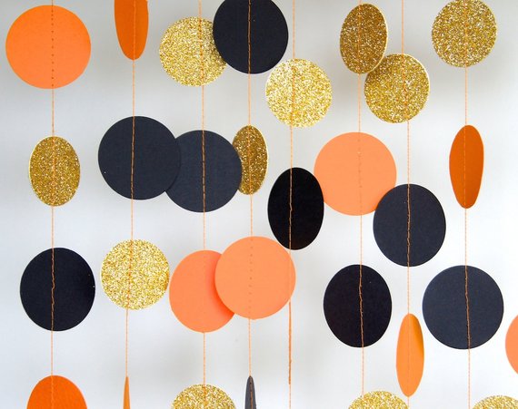 Paper Garland in Black, Orange and Gold by TheLittleThingsEV on Etsy. Paper Garland in Black, Orange and Gold by TheLittleThingsEV on Etsy.