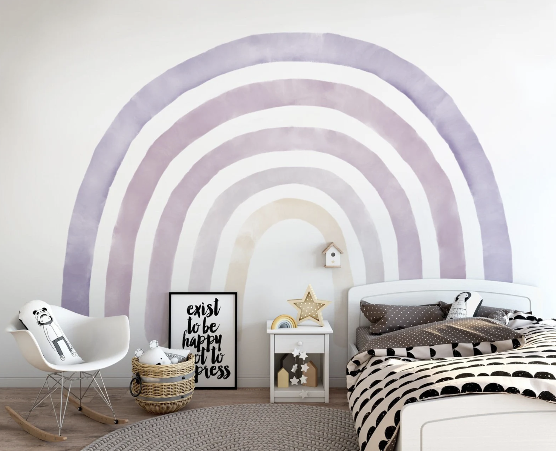 Boho Lavender Purple Violet Rainbow Removable Wallpaper by belleattuKIDS